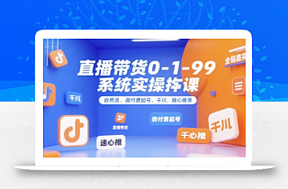 直播带货0~1~99系统实操课,自然流、微付费起号、千川、随心推等,直播带货全链路完整逻辑
