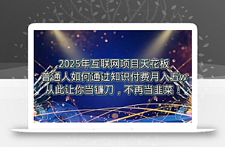 2025年互联网项目天花板,普通人如何通过卖项目实现逆风翻盘,月入5W+!