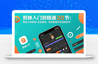 剪映入门到精通20节:智能工具使用+实战案例,快速掌握手机视频创作