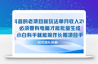 老项目新玩法单月收入2W小白有手就能操作长期项目