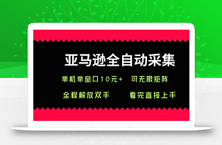 亚马逊全自动采集,单机单窗口一天10+,可无限矩阵去做【揭秘】