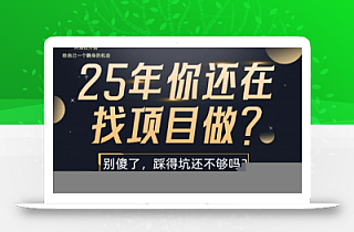 25年,你还在疯狂的找项目吗?别傻了,看完这个你都懂了【揭秘】