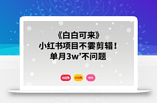 小白可来 小红书项目不需要剪辑 单月3w不是问题