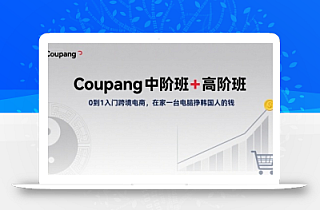 Coupang中阶班+高阶班,0到1入门跨境电商,在家一台电脑挣韩国人的钱
