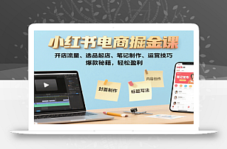 小红书电商掘金课:开店流量、选品起店、笔记制作、运营技巧,爆款秘籍,轻松盈利