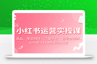 小红书运营实操课:选品、笔记创作、流量获取、起号变现等,让你在小红书轻松获收益