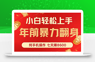 七天狂赚8600,小白纯手机操作,日入1000+