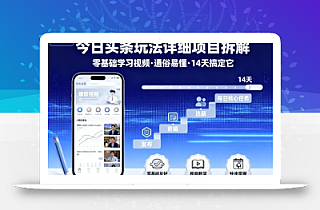 今日头条玩法详细项目拆解,零基础学习视频 通俗易懂 14天搞定它