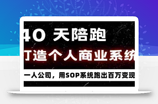 40天陪跑打造个人商业系统,一人公司,用SOP系统跑出百W变现