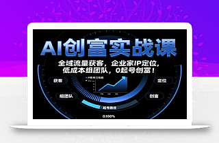 AI创富实战课:企业家IP定位,全域流量获客,低成本组团队,0起号创富!