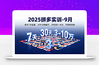 2025拼多多实训-9月:新手7天起量,30天日销破万,月利润3-10万,可矩阵复制