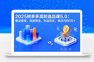 2025拼多多高阶选品课5.0:爆品模型,货源筛选,利润优化,单店月利3万+