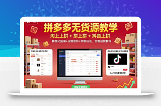 拼多多无货源教学,淘上拼+拼上拼+抖上拼,精细化蓝海+运营进阶+终极玩法,全套运营教程