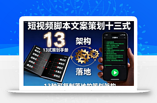 短视频脚本文案策划十三式,13种可复制落地的策划架构