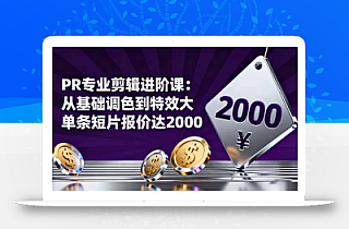 PR专业剪辑进阶课:从基础调色到特效大片的进阶技能,单条短片报价达2000