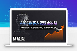 AIGC数字人变现全攻略,AI配音+数字分身+去重剪辑,单账号月入5万+