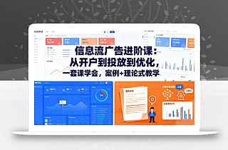 信息流广告进阶课:从开户到投放到优化,一套课学会,案例+理论式教学