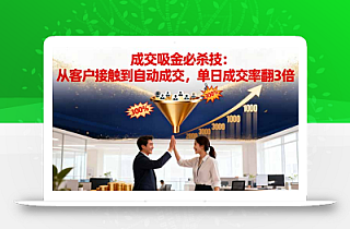 吸金成交营销必杀技:从客户接触到自动成交,单日成交率翻3倍