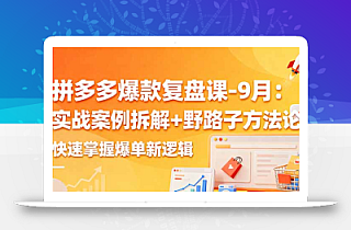 拼多多爆款复盘课-9月:实战案例拆解+野路子方法论,快速掌握爆单新逻辑