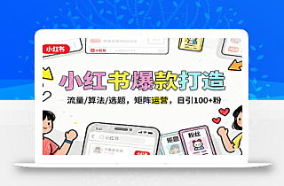 小红书爆款打造:流量/算法/选题,矩阵运营,日引100+粉