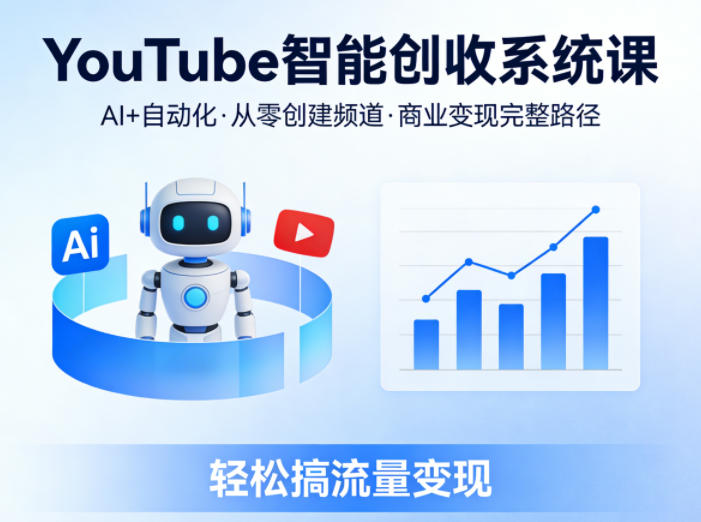 YouTube智能创收系统课，AI+自动化，从零创建YouTube频道并实现商业变现的完整路径，轻松搞流量变现