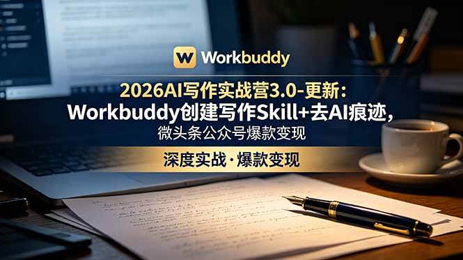 (18995期)2026AI写作实战营3.0-更新:Workbuddy创建写作Skill+去AI痕迹,微头条公众号爆款变现 (18995期)2026AI写作实战营3.0-更新:Workbuddy创建写作Skill+去AI痕迹,微头条公众号爆款变现